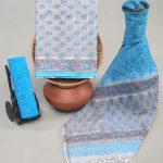 Sky Blue Turtle Motif Salwar Suit Fabric with Dupatta