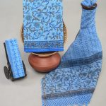 Vibrant Blue Botanical Print Salwar Suit Material with Coordinated Dupatta