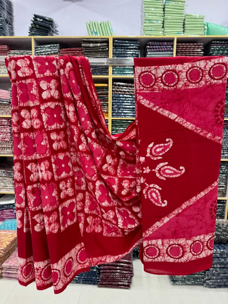 Fuchsia Hand Block Printed Cotton Saree – Vibrant and Vivacious