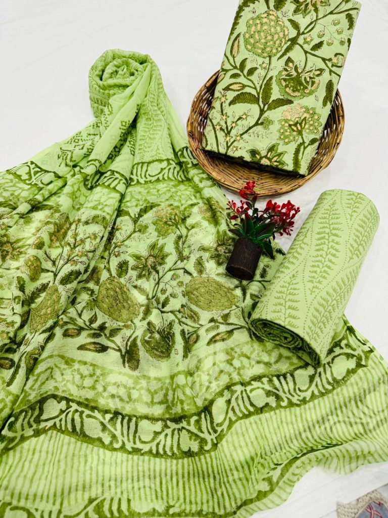 Refreshing Green Handcrafted Salwar Suit with Artistic Dupatta
