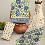 Blue Floral Hand Block Printed Cotton Salwar Kameez Material
