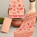 Coral Floral Hand Block Printed Cotton Salwar Kameez Material