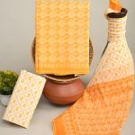 Saffron Geometric Hand Block Printed Cotton Salwar Kameez Material