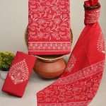 Vibrant Red Hand Block Printed Cotton Salwar Kameez Material