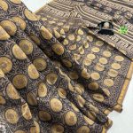 Golden Brown Chanderi Silk Saree with Exclusive Hand Block Printing