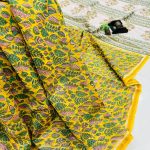 Lemon Yellow Botanical Patterned Chanderi Silk Saree for Celebrations