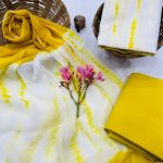 Sunny Yellow Shibori Patterned Dress Material