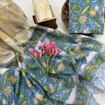 Cheerful Blue Floral Cotton Salwar Kameez with Jaipur Print