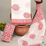 Red Hand Block Print Cotton Suit Material