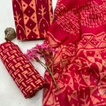 Ruby Red Cotton Suit with Airy Chiffon Dupatta – Bold and Beautiful