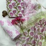 Blooming Lilac Cotton Suit with Chiffon Dupatta – Springtime Grace