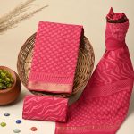 Alizarin crimson cotton maheshwari zari border dress material