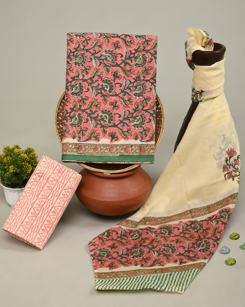 Bittersweet cotton printed jaipuri salwar suit design with cotton dupatta