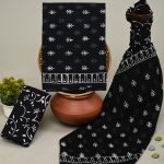 Black unstitched salwar suits online with cotton dupatta