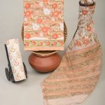 Soft Peach Floral Cotton Suit with Artisanal Block Print