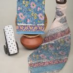 Summer Breeze Blue & Pink Hand Block Printed Cotton Suit with Chanderi Cotton Dupatta
