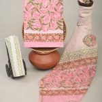 Summer Splendor Pink & Green Hand Block Printed Cotton Attire with Chanderi Dupatta