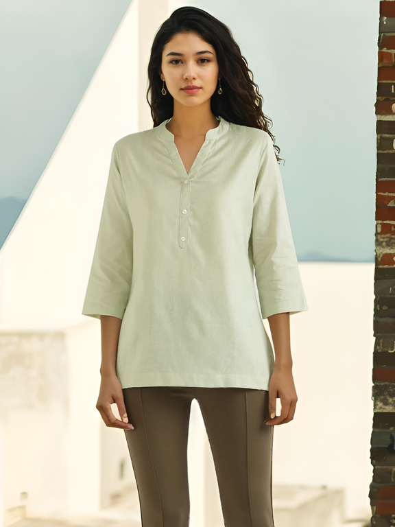 Mint Green Linen Kurta - Refresh Your Look with Ease