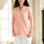 Soft Peach Linen Kurta – Gentle Elegance for Everyday Wear