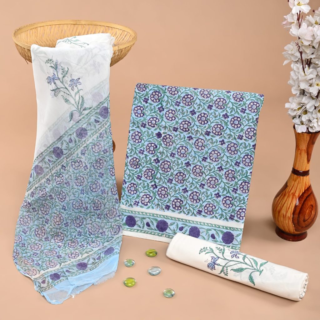 Lavender Cotton Salwar Suit – Summers Hand Block Printed Masterpiece