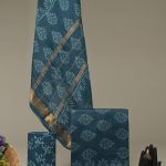 Sophisticated Teal Hand Block Maheshwari Silk Suit for Celebrations