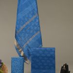 Vibrant Sky Blue Maheshwari Silk Unstitched Suit with Artisanal Prints