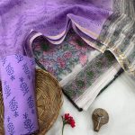 Elegant Lilac Hand Block Printed Unstitched Summer Suit – Buy Online