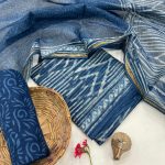 Traditional Indigo Leaf Pattern Kota Doria Unstitched Suit – Summer Essentials