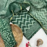 Verdant Green Hand Block Printed Kota Doria Suit – Unstitched Summer Elegance