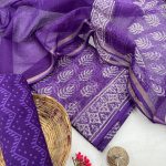 Royal Purple Kota Doria Unstitched Suit – Hand Block Perfection
