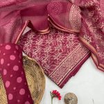 Magenta Kota Doria Suit – Pink Hand Block Delight