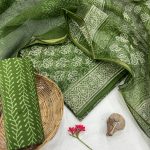 Lush Green Handcrafted Kota Doria Suit – Summer Unstitched Elegance