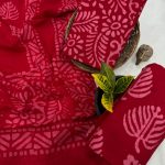 Vibrant Red Block Print Cotton Salwar Suit – Unstitched Jaipur Collection