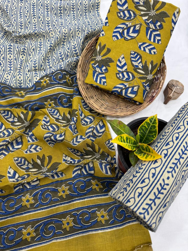 Bold Goldenrod Block Print Salwar Suit - Ethnic Summer Collection