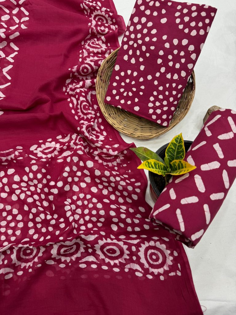Bold Wine Red Hand Block Cotton Salwar Suit - Artisan Summer Style