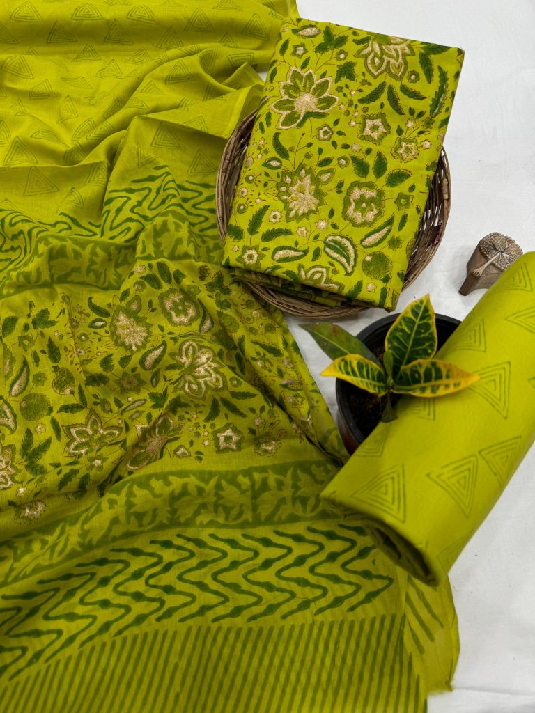 Lively Lime Green Block Printed Salwar Suit - Exclusive Summer Fashion