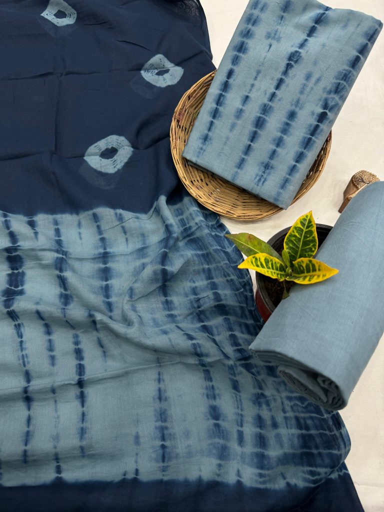 Classic Indigo Tie-Dye Salwar Suit - Ethereal Summer Elegance