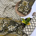 Olive Green Hand Block Printed Cotton Suit – Unstitched Sophistication