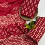 Crimson Red Block Printed Cotton Salwar Suit – Exclusive Design