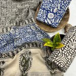 Classic Beige and Indigo Block Print Salwar Suit – Traditional Elegance