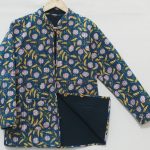 Blue floral reversible quilted jacket for ladies