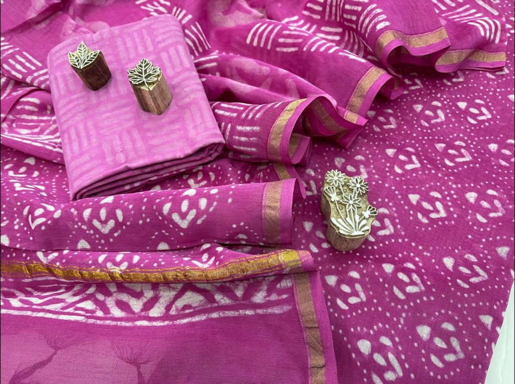 plumcolor Rajasthani chanderi suit