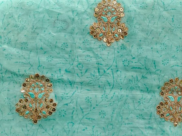 Aquamarine gota patti embroidery chanderi cotton suit