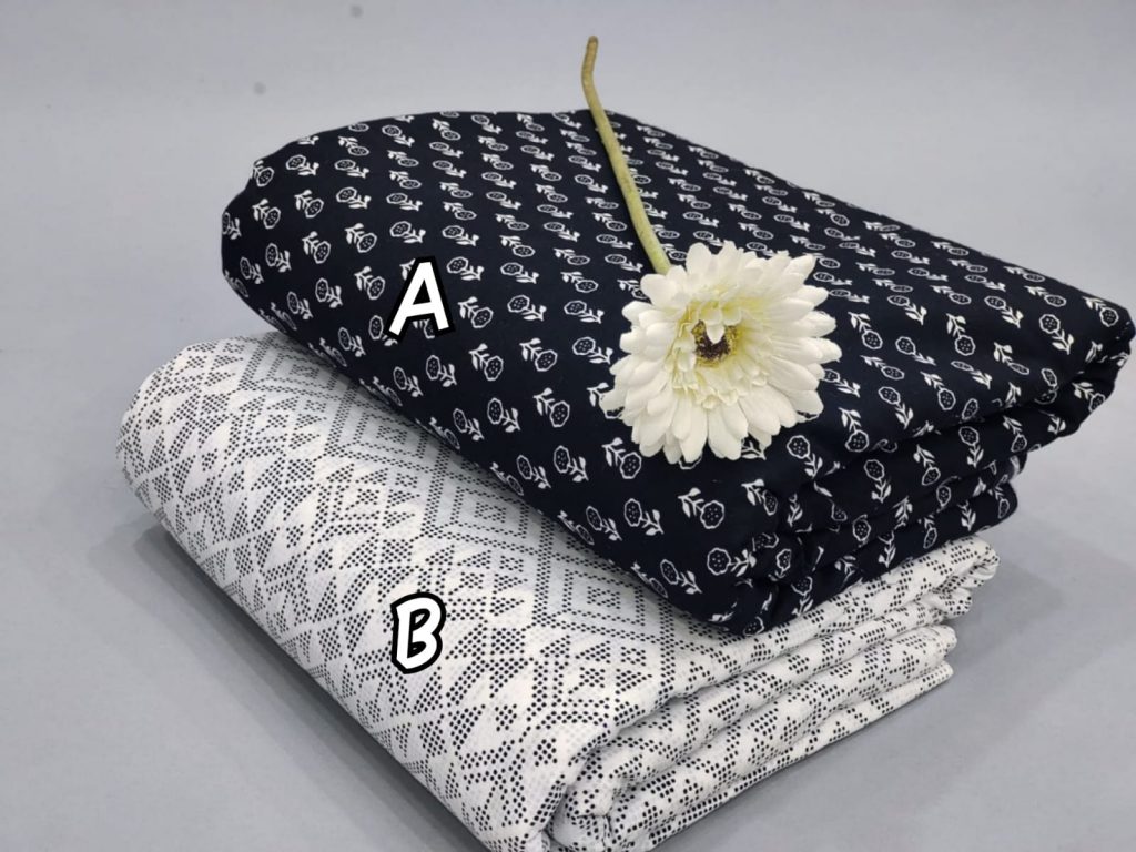 Black and white bagru print cotton running fabric