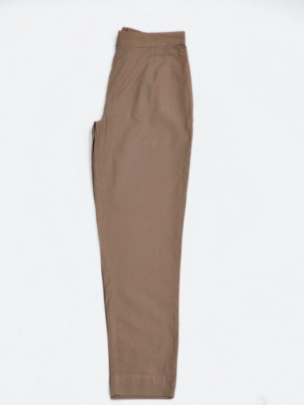Dark tan color cotton straight pant