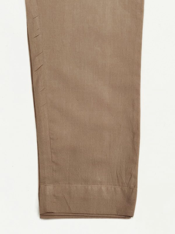 Dark tan color cotton straight pant