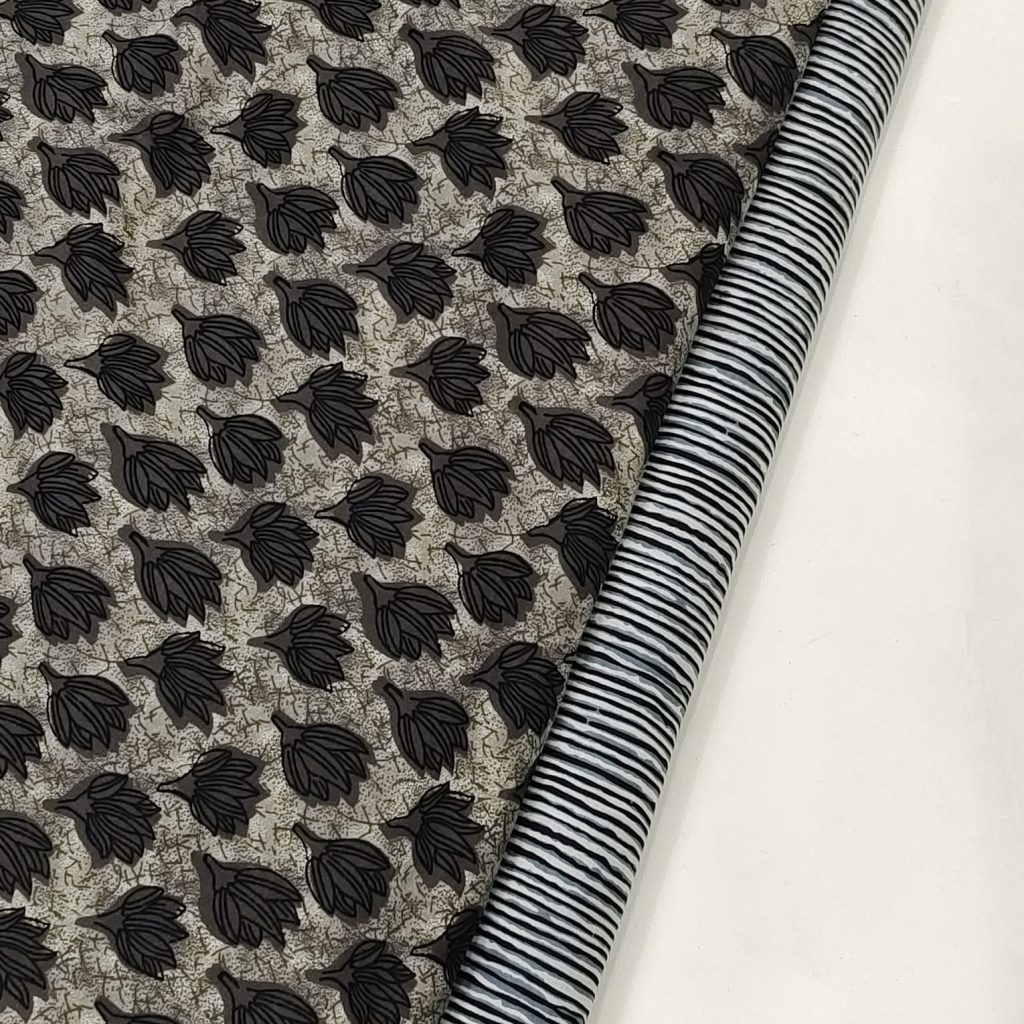 Dark gray and white cotton running fabric