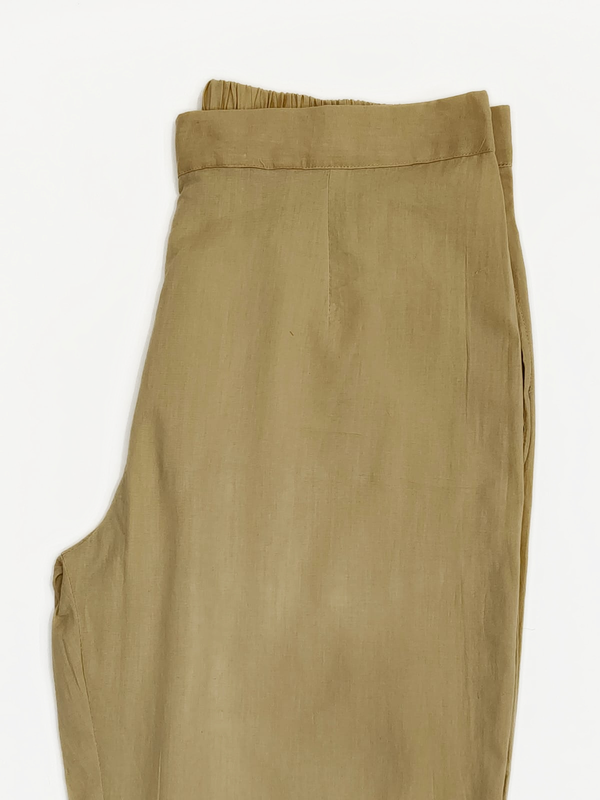 Tan Pure cotton straight fit scallop pant