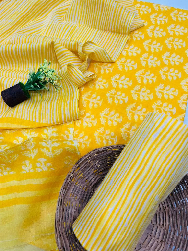 Golden rod yellow daily wear salwar kameez wholesale with cotton dupatta