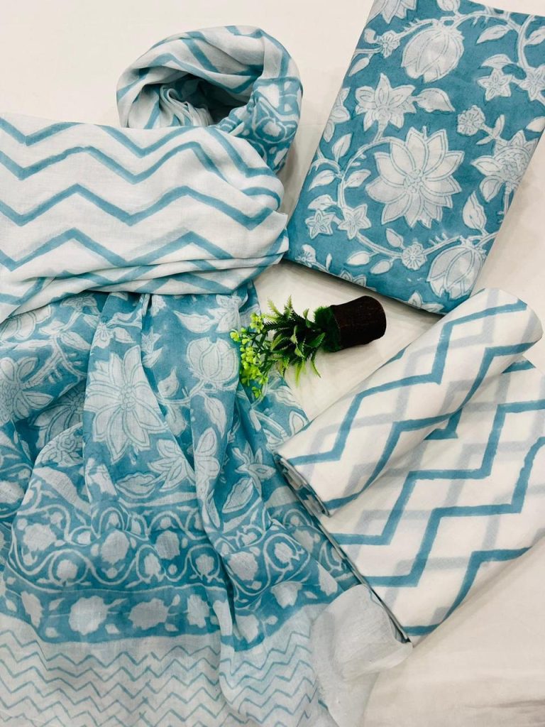 Blue Green cotton churidar dress models for stitching